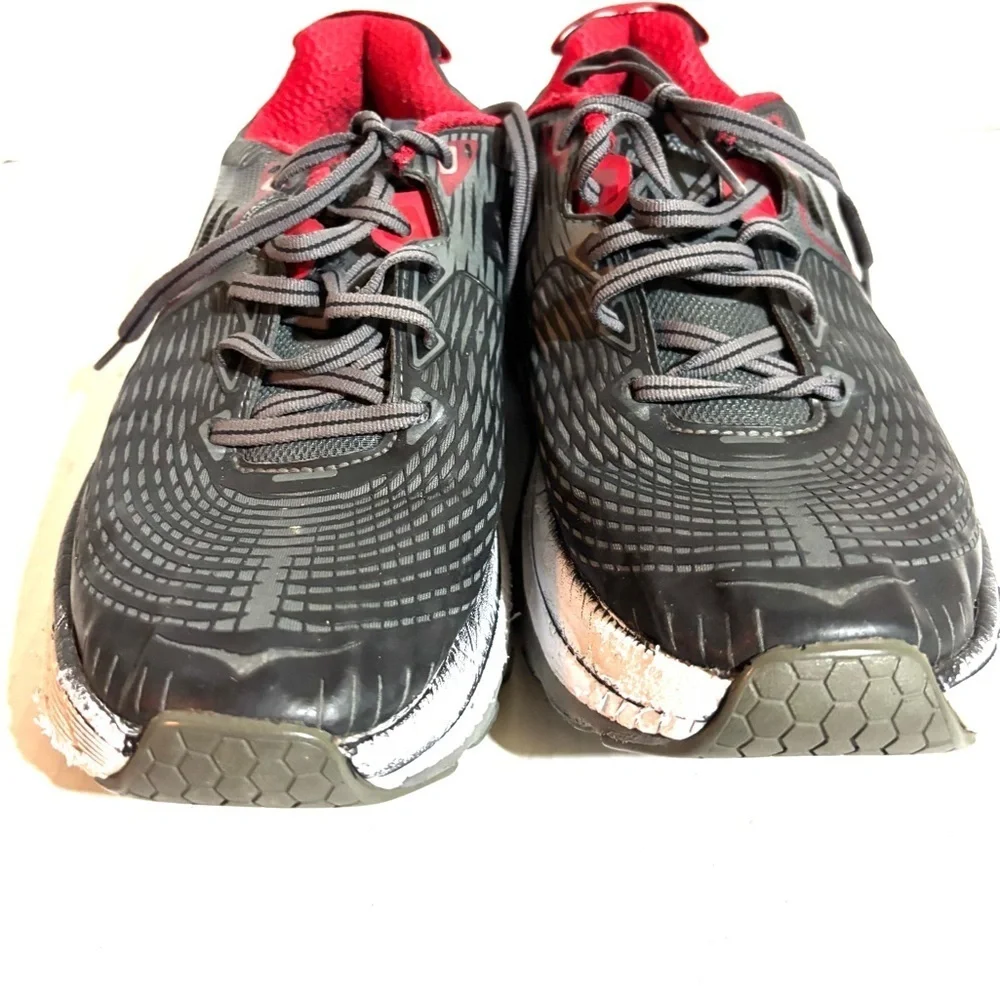 Hoka One Black gray and Red sneakers US size 8